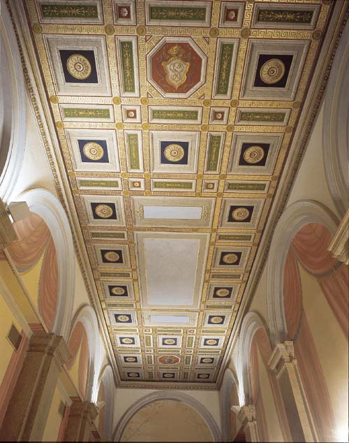 Il soffitto della sala adibita a bar di Palazzo Marini